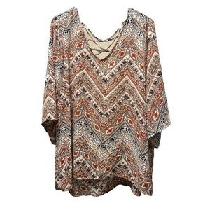 Torrid Cream Paisley Blouse Anthro Boho Size 0 EUC #7074